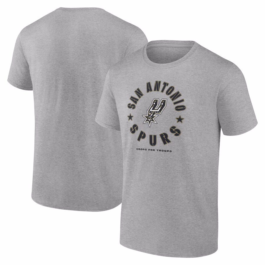 Men's San Antonio Spurs Heather Gray Hoops for Troops T-Shirt - Jersey