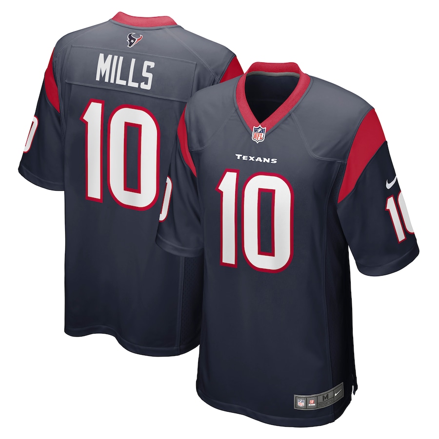 Men's Houston Texans Davis Mills Nike Navy Player Game Jersey - Jersey