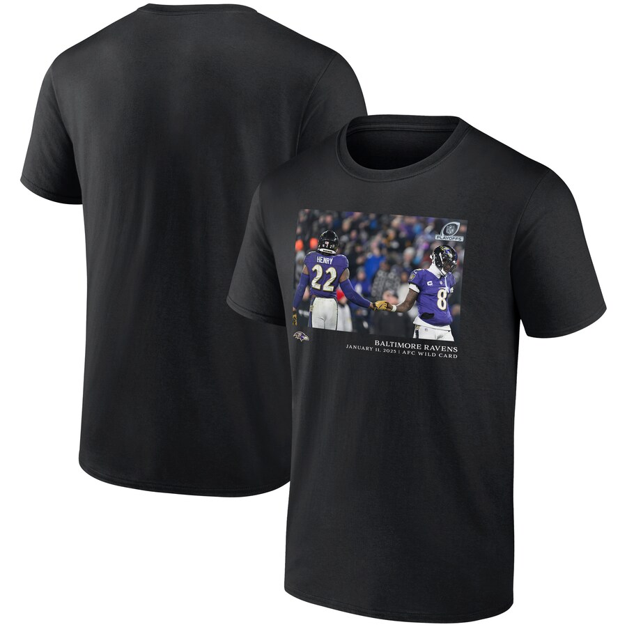Men's Baltimore Ravens Derrick Henry Black  NFL Flash Features Wild Card T-Shirt - Jersey