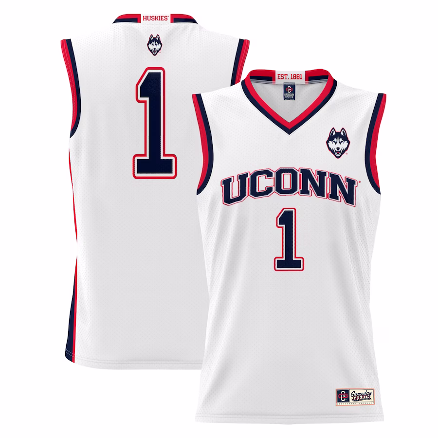 #1 UConn Huskies GameDay Greats Youth Lightweight Basketball Jersey - White - Jersey