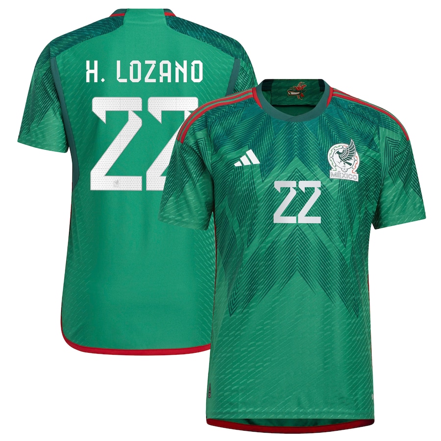 Men's Mexico National Team Hirving Lozano adidas Green 2022/23 Home Authentic Jersey - Jersey