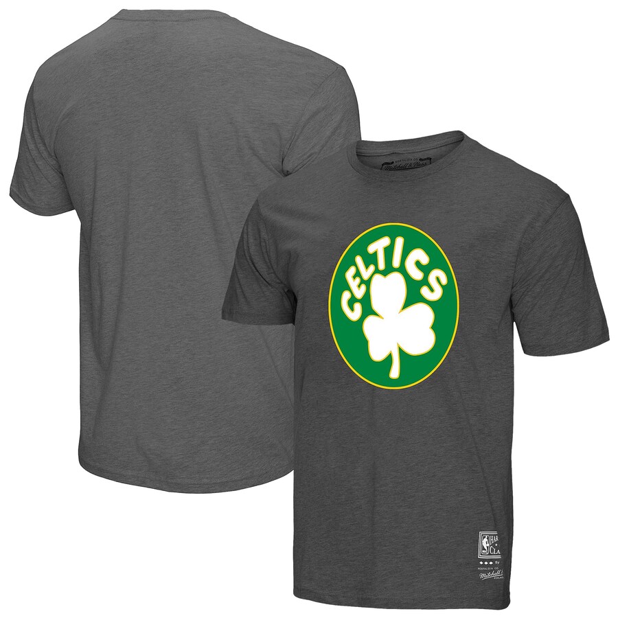 Unisex Boston Celtics Mitchell & Ness Heather Gray Hardwood Classics MVP Throwback Logo T-Shirt - Jersey
