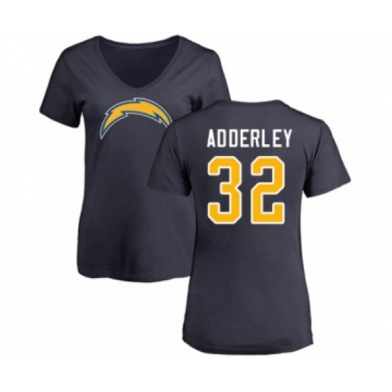 Football Women's Los Angeles Chargers #32 Nasir Adderley Navy Blue Name & Number Logo T-Shirt - Jersey