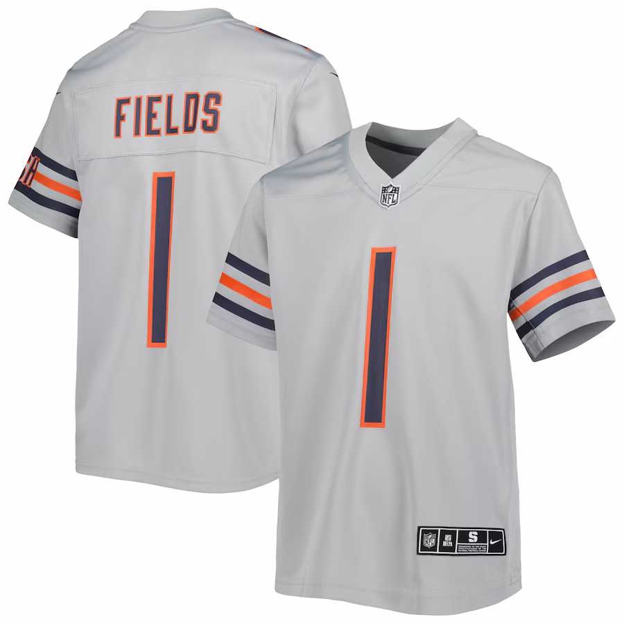 Youth Chicago Bears Justin Fields Nike Gray Inverted Game Jersey - Jersey