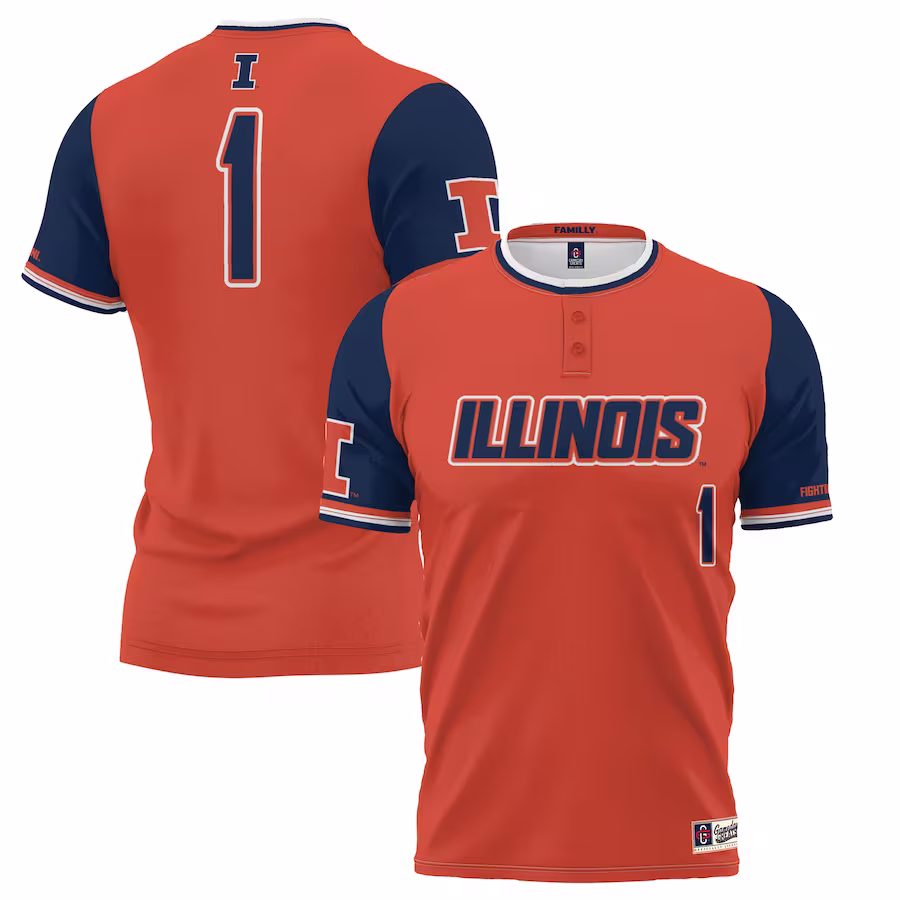 #1 Illinois Fighting Illini GameDay Greats Youth Lightweight Softball Jersey - Orange - Jersey