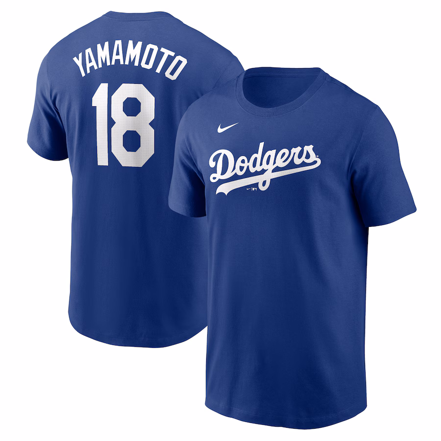 Men's Los Angeles Dodgers Yoshinobu Yamamoto Nike Royal Fuse Name & Number T-Shirt - Jersey