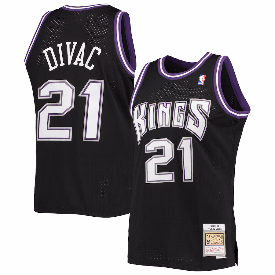 Men's Sacramento Kings Vlade Divac Mitchell & Ness Black 2000/01 Hardwood Classics Swingman Jersey - Jersey