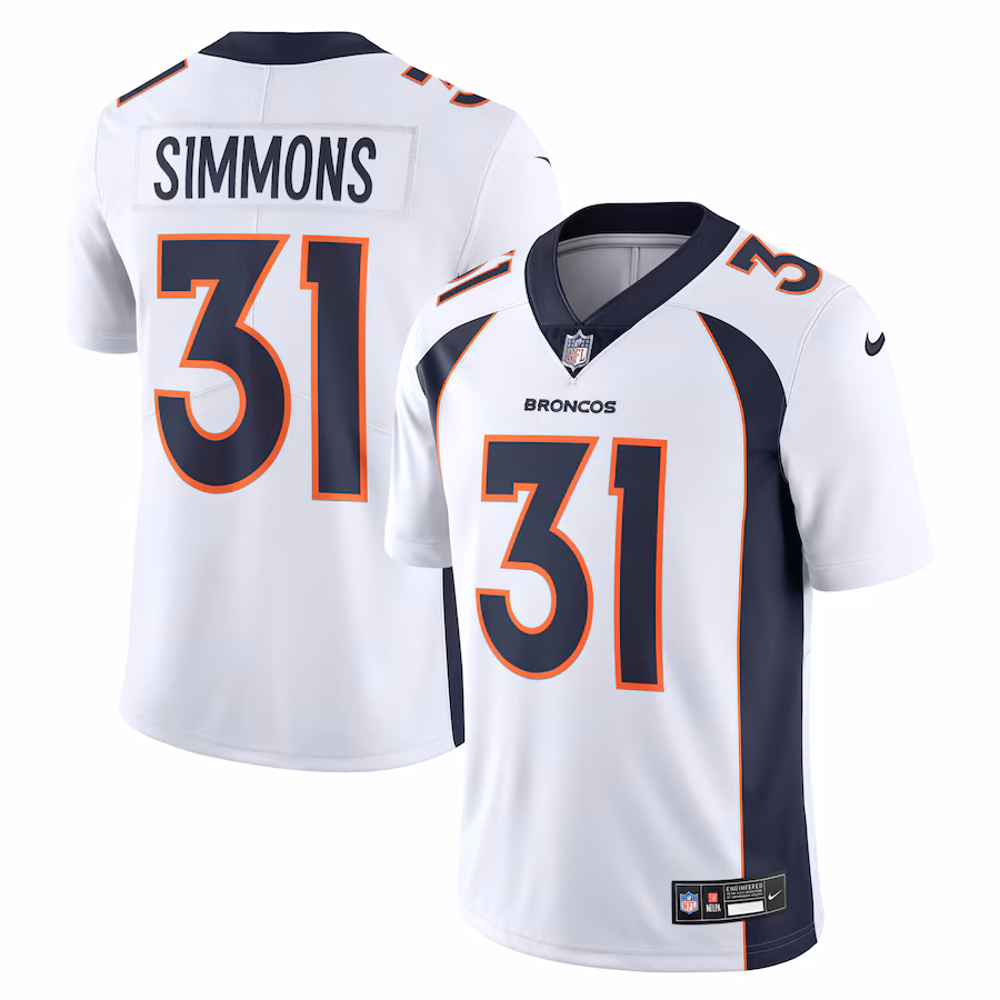 Men's Denver Broncos Justin Simmons Nike White  Vapor Untouchable Limited Jersey - Jersey