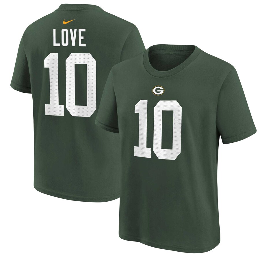 Youth Green Bay Packers Jordan Love Green Nike Player Name & Number T-Shirt - Jersey