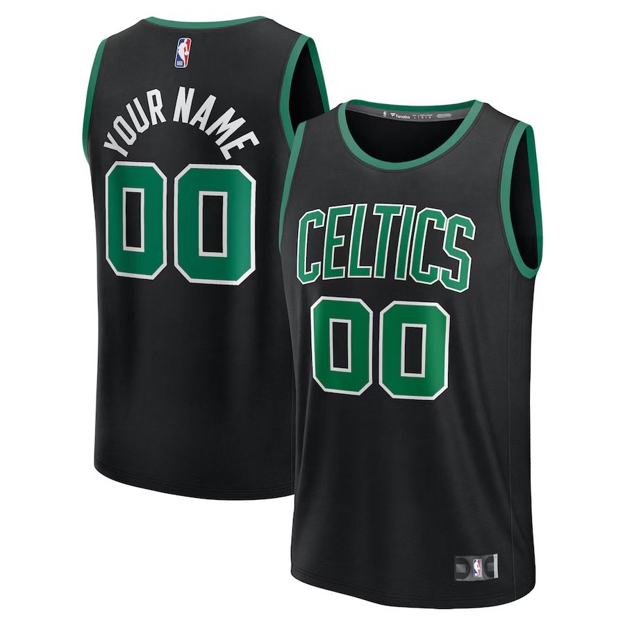 Youth Boston Celtics Fanatics Black Fast Break Custom Jersey - Statement Edition - Jersey