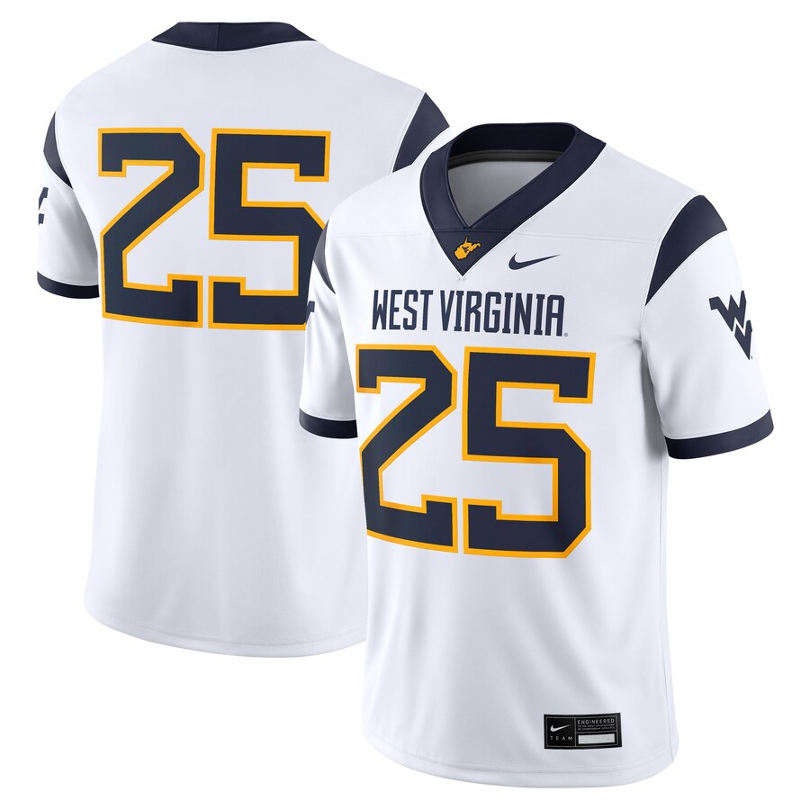 Men's Nike #25 White West Virginia Mountaineers Limited Away Game Jersey - Jersey