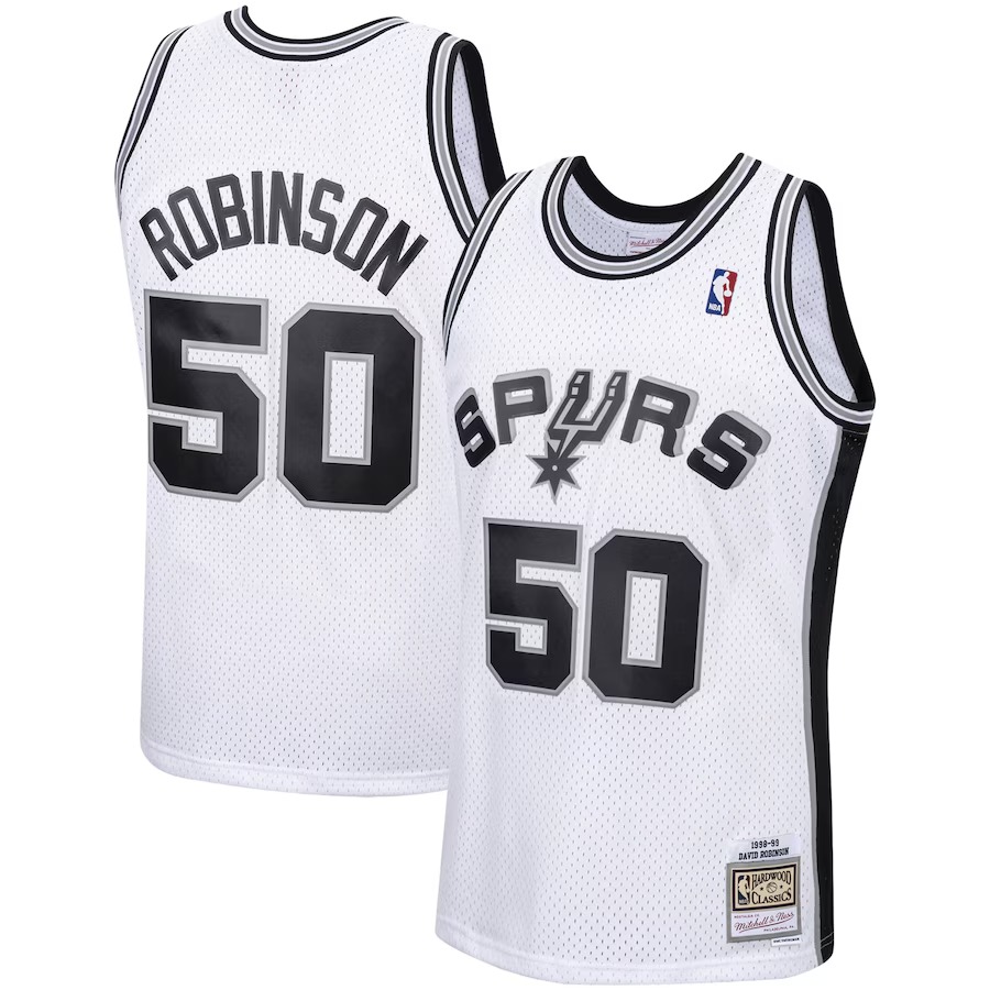Men's San Antonio Spurs David Robinson Mitchell & Ness White 1998/99 Hardwood Classics Swingman Jersey - Jersey