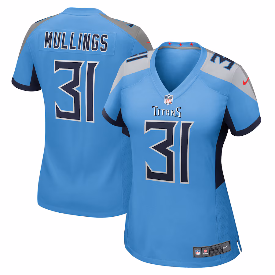 Women's Tennessee Titans Kalel Mullings Nike Light Blue Team Game Jersey - Jersey