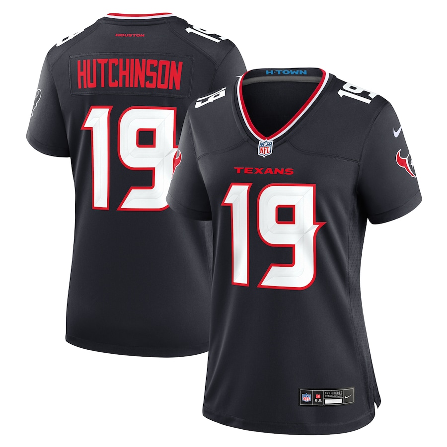 Women's Houston Texans Xavier Hutchinson Nike Navy Team Game Jersey - Jersey