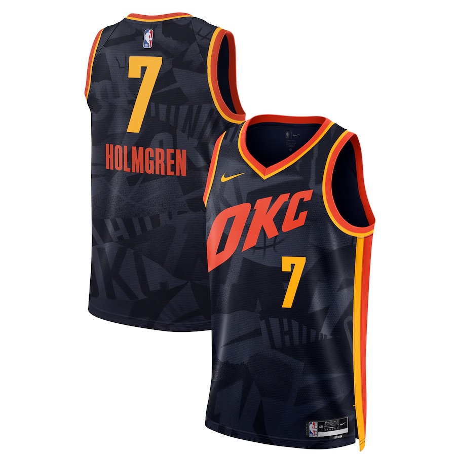 Unisex Oklahoma City Thunder Chet Holmgren Nike Navy 2023/24 Swingman Jersey - City Edition - Jersey