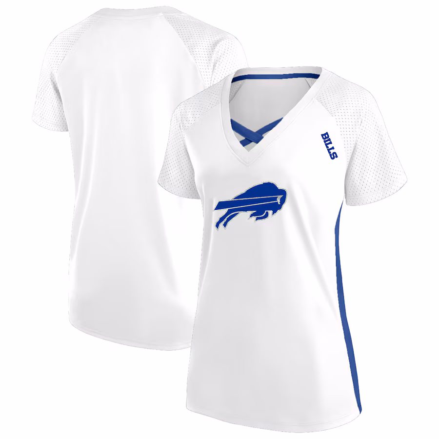 Women's Buffalo Bills Fanatics White Plus Size Glitter Lace-Up V- Neck T-Shirt - Jersey