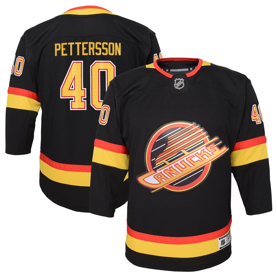 Youth Vancouver Canucks Elias Pettersson Black 2019/20 Flying Skate Premier Player Jersey - Jersey