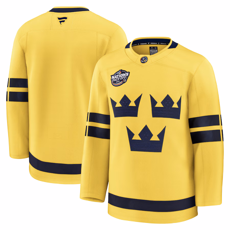 Men's Sweden Fanatics Yellow 2025 4 Nations Face-Off Premium Jersey - Jersey