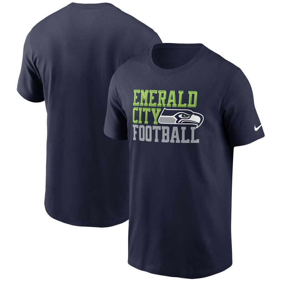 Men's Seattle Seahawks Nike College Navy Hometown Collection Emerald City T-Shirt - Jersey