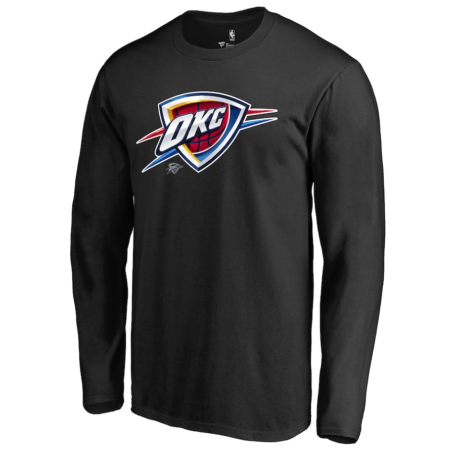 Men's Oklahoma City Thunder Black Midnight Mascot Long Sleeve T-Shirt - Jersey