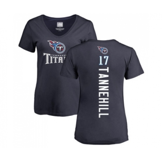 Football Women's Tennessee Titans #17 Ryan Tannehill Navy Blue Backer T-Shirt - Jersey