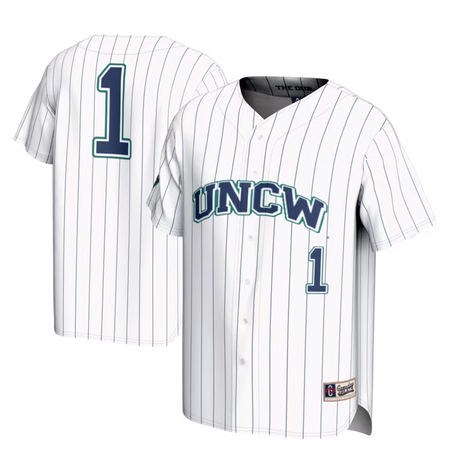 #1 UNC Wilmington Seahawks GameDay Greats Lightweight Baseball Fashion Jersey - White - Jersey