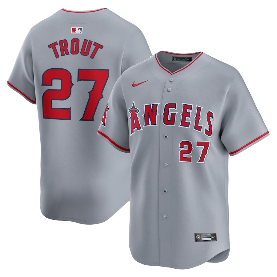 Men's Los Angeles Angels Mike Trout Nike Gray Away Limited Player Jersey - Jersey