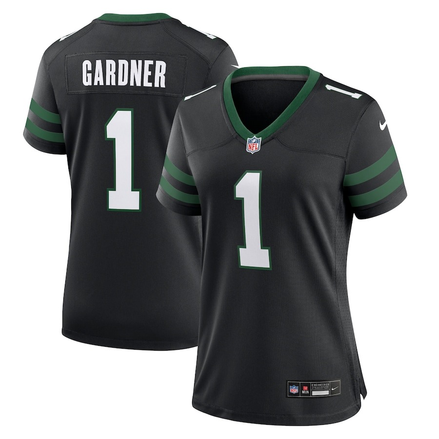 Women's New York Jets Ahmad Sauce Gardner Nike Legacy Black Alternate Game Jersey - Jersey