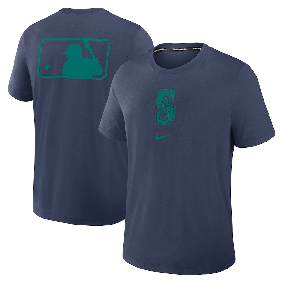 Men's Seattle Mariners Nike Navy Authentic Collection Early Work Tri-Blend Performance T-Shirt - Jersey