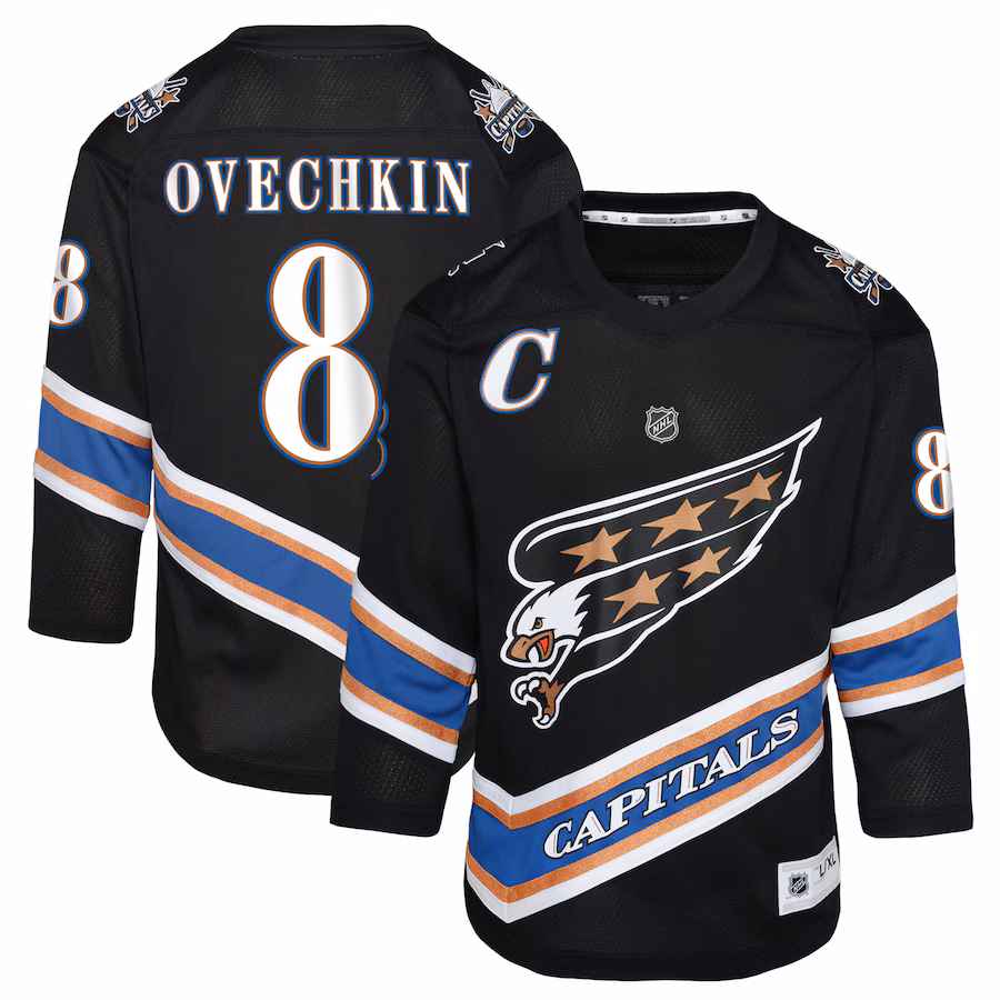 Youth Washington Capitals Alexander Ovechkin Black Alternate 50th Anniversary Replica Jersey - Jersey