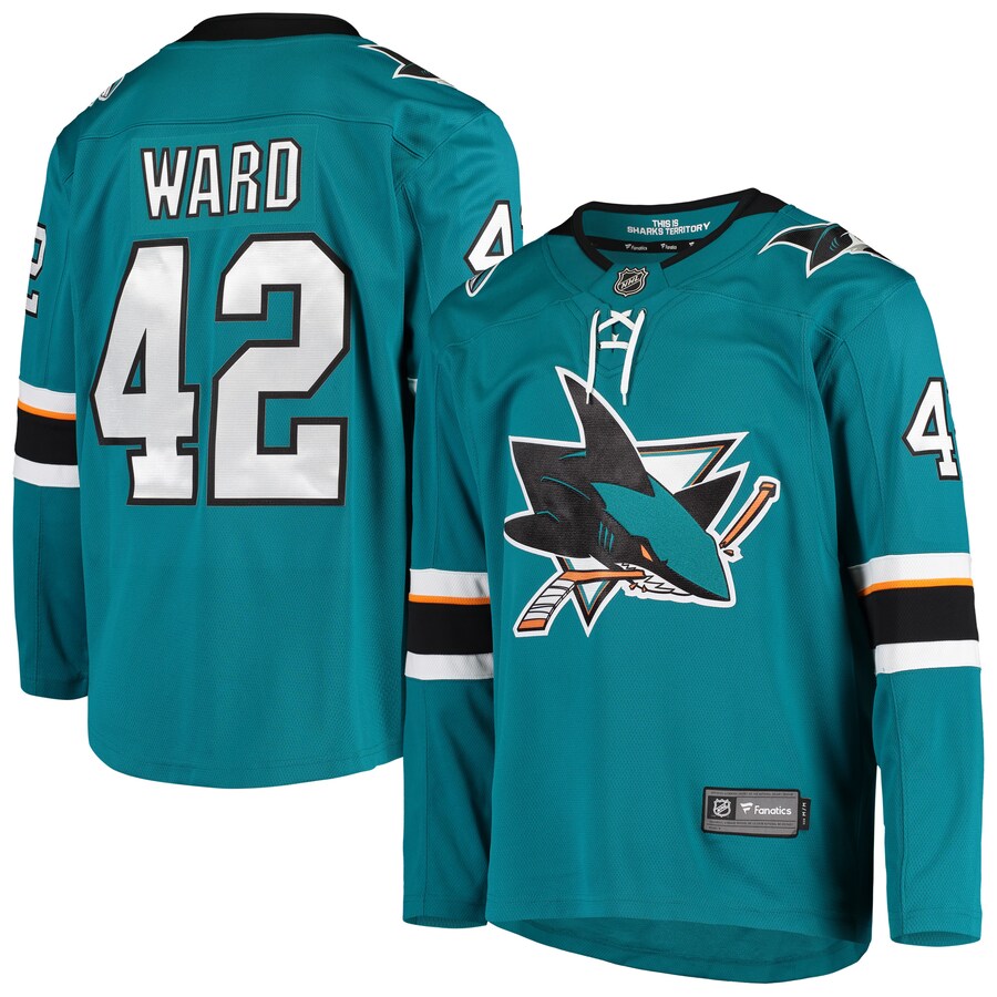 Men's San Jose Sharks Joel Ward Fanatics Branded Teal Breakaway Home Player Jersey - Jersey