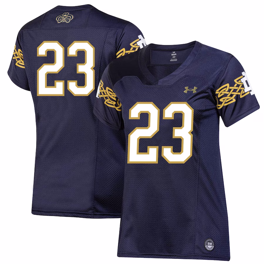 Notre Dame Fighting Irish Under Armour Women's 2023 Aer Lingus College Football Classic Replica Jersey - Navy - Jersey