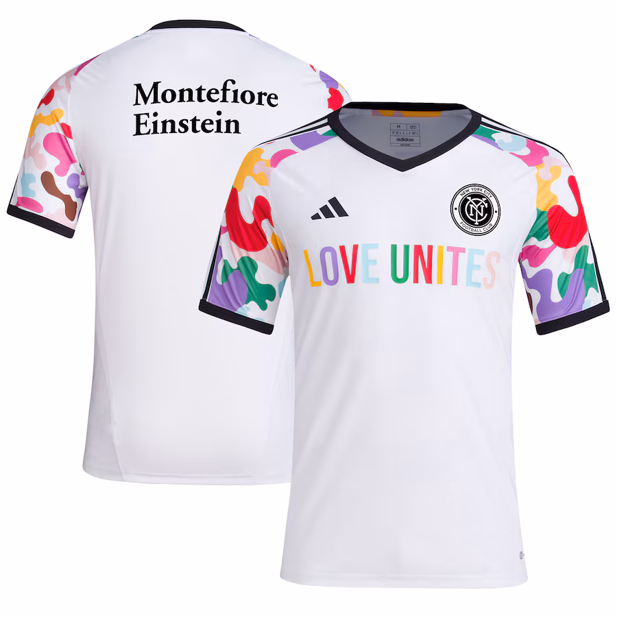 Men's New York City FC  adidas White 2023 Pride Pre-Match Top - Jersey