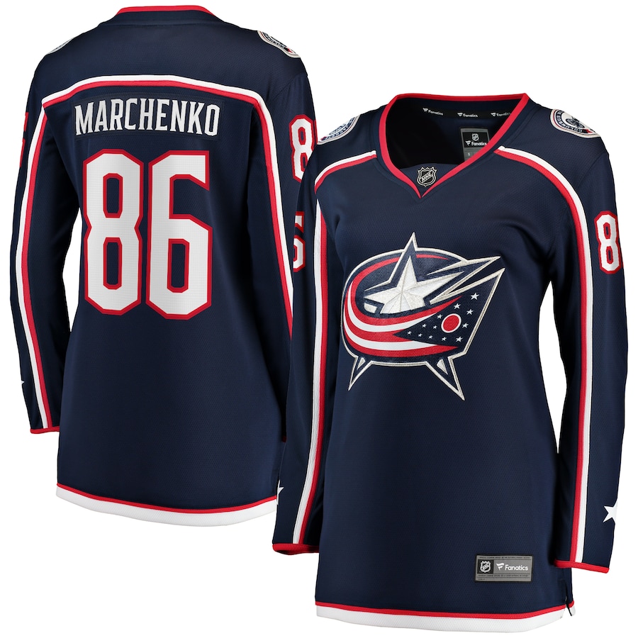 Women's Columbus Blue Jackets Kirill Marchenko Fanatics Navy Home Breakaway Player Jersey - Jersey