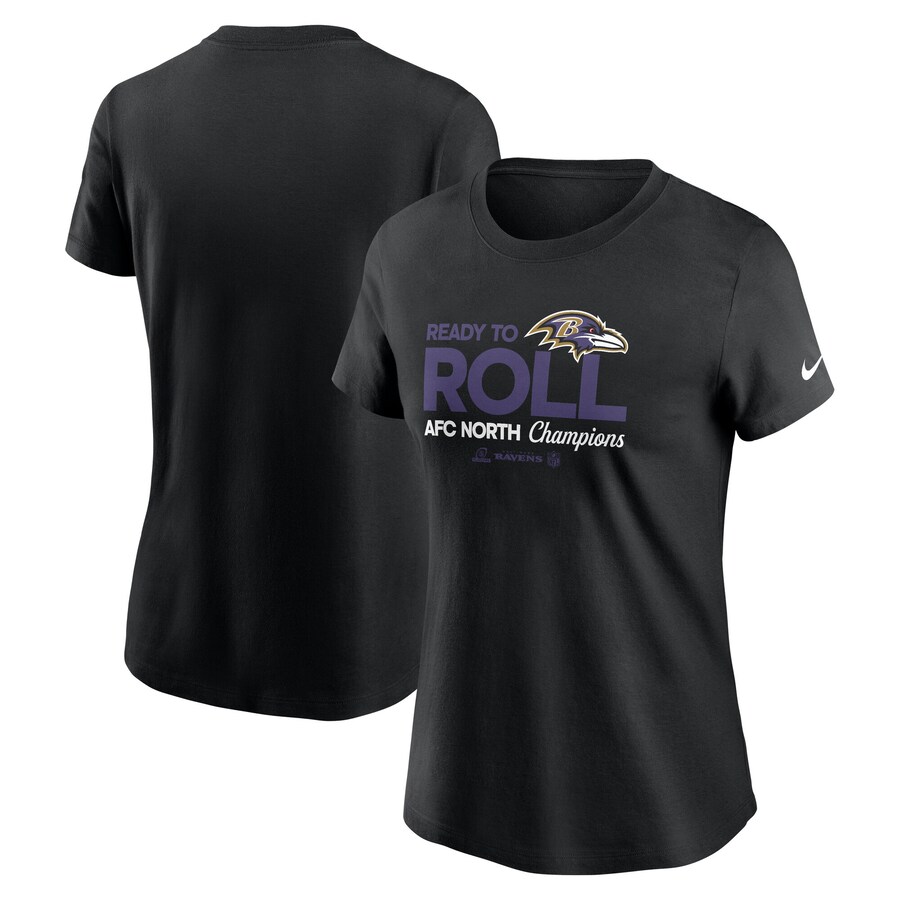 Women's Baltimore Ravens Nike Black 2024 AFC North Division Champions Locker Room Trophy Collection T-Shirt - Jersey