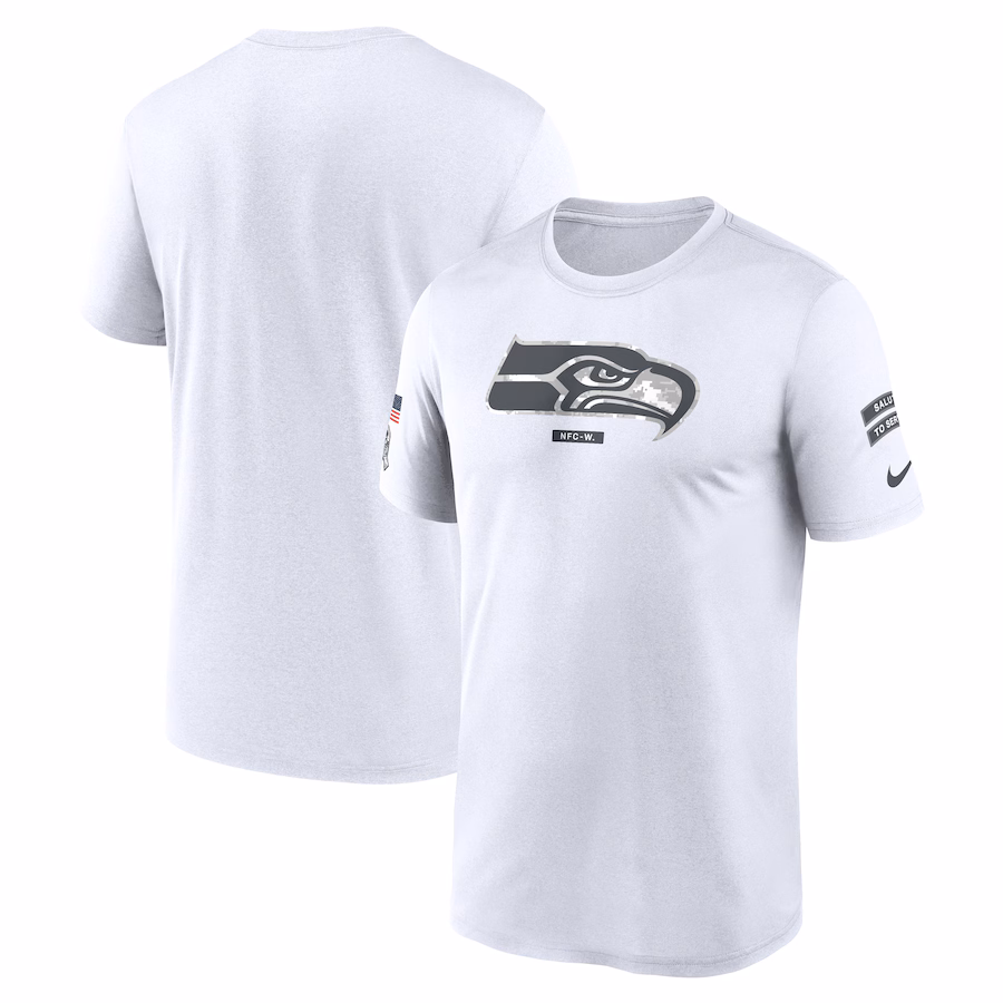 Men's Seattle Seahawks Nike White 2024 Salute To Service Legend Performance T-Shirt - Jersey
