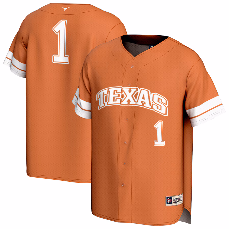 Unisex GameDay Greats #1 Texas Orange Texas Longhorns Collegiate Baseball Fashion Jersey - Jersey