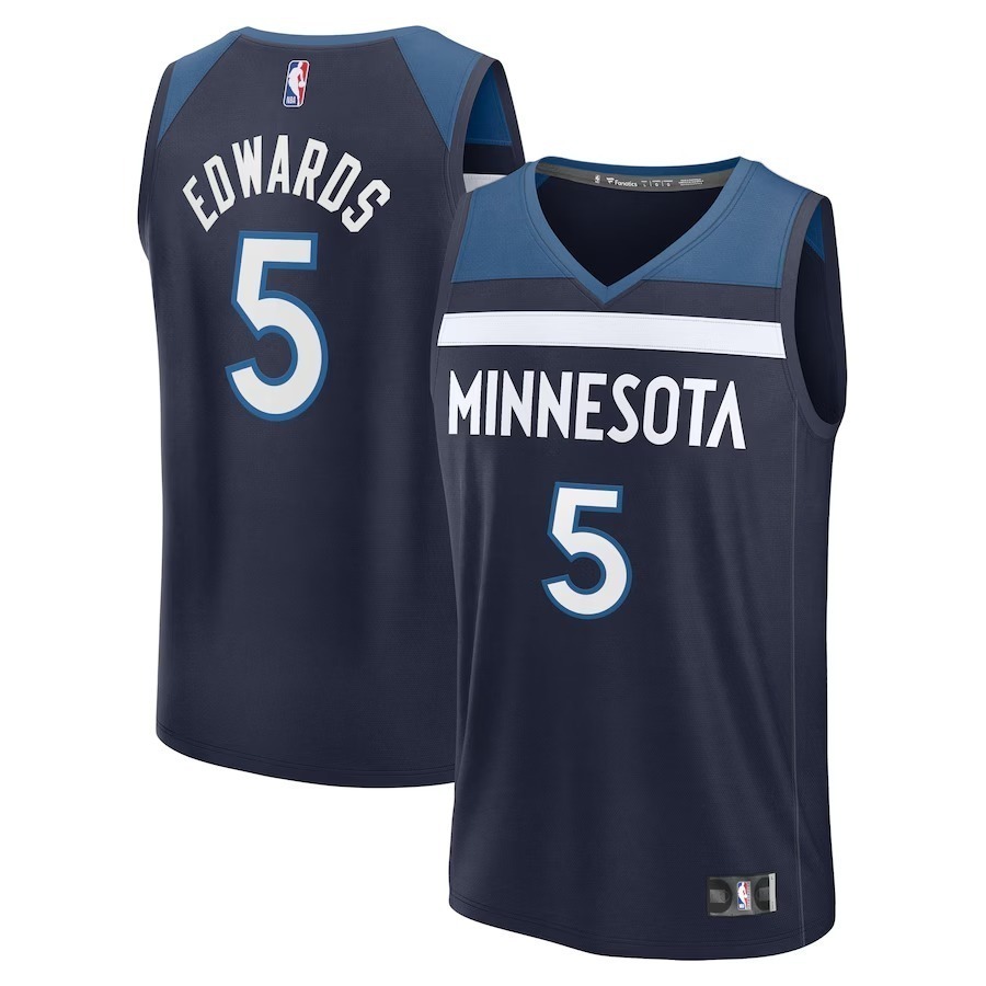 Men's Minnesota Timberwolves Anthony Edwards Fanatics Navy Fast Break Replica Player Jersey - Icon Edition - Jersey