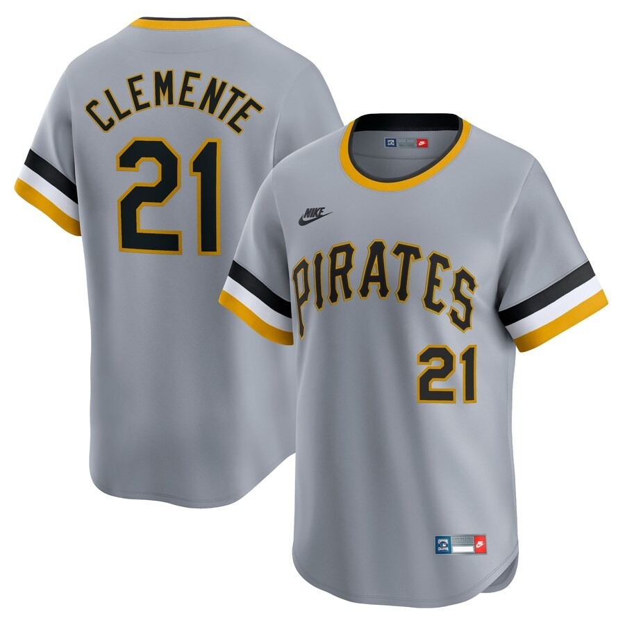 Men's Pittsburgh Pirates Roberto Clemente Nike Gray Throwback Cooperstown Collection Limited Jersey - Jersey