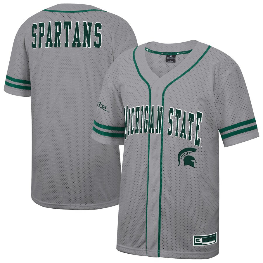 Men's Colosseum Gray Michigan State Spartans Free Spirited Baseball Jersey - Jersey