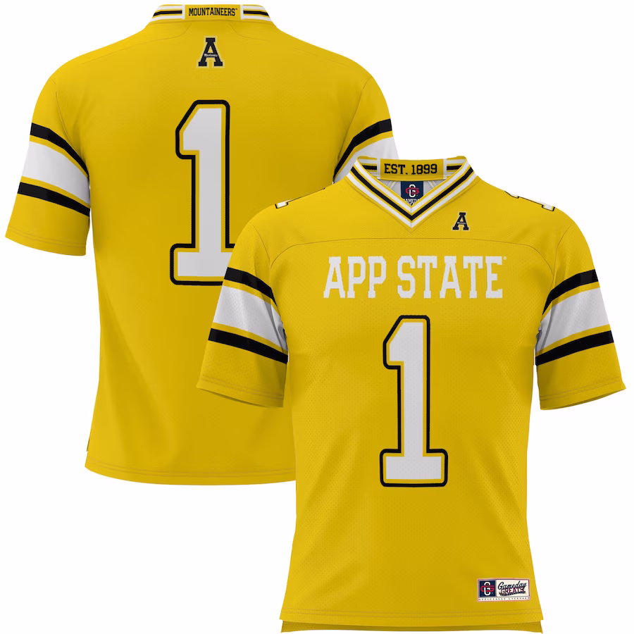 #1 Appalachian State Mountaineers GameDay Greats Endzone Football Jersey - Gold - Jersey