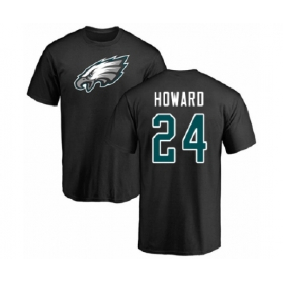 Philadelphia Eagles #24 Jordan Howard Black Name & Number Logo T-Shirt - Jersey