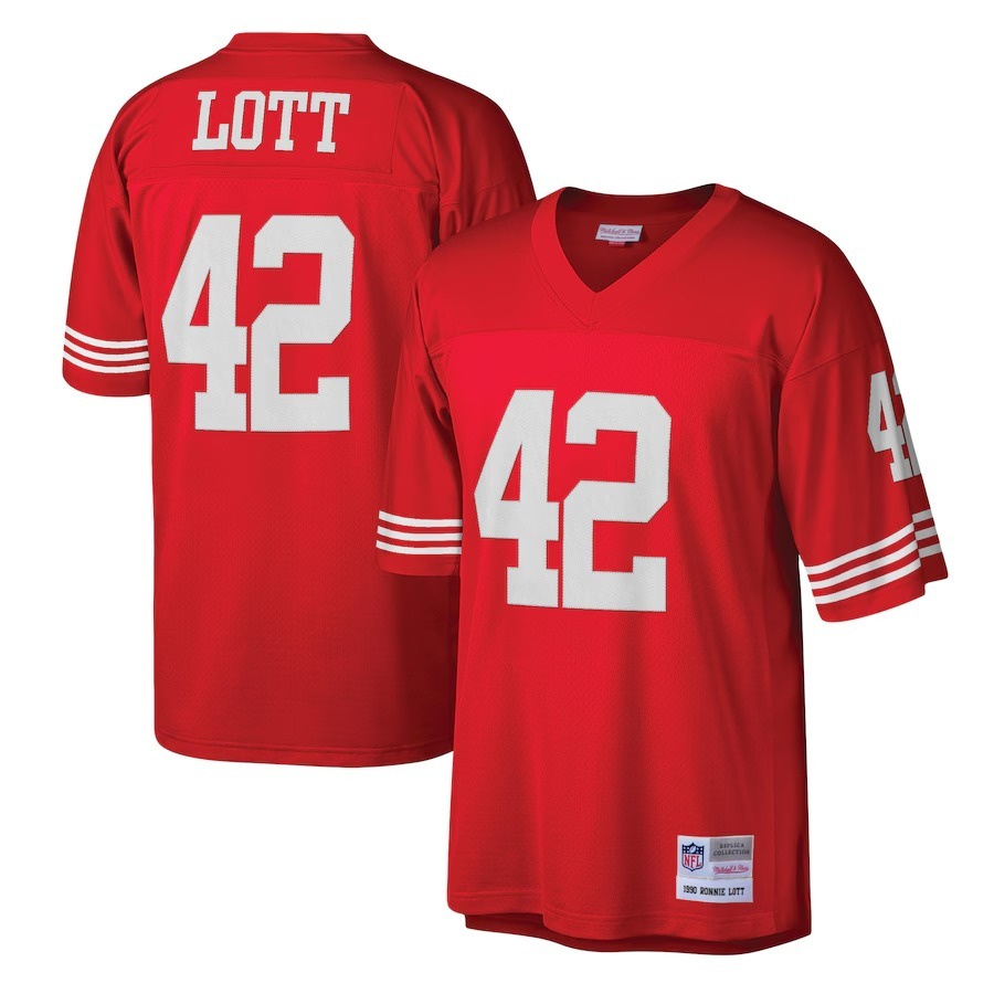 Men's San Francisco 49ers Ronnie Lott Mitchell & Ness Scarlet Legacy Replica Jersey - Jersey