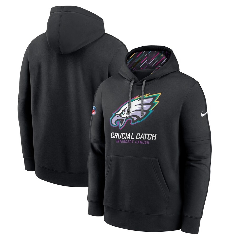 Men's Philadelphia Eagles Nike Black 2024 NFL Crucial Catch Big & Tall Club Pullover Hoodie - Jersey