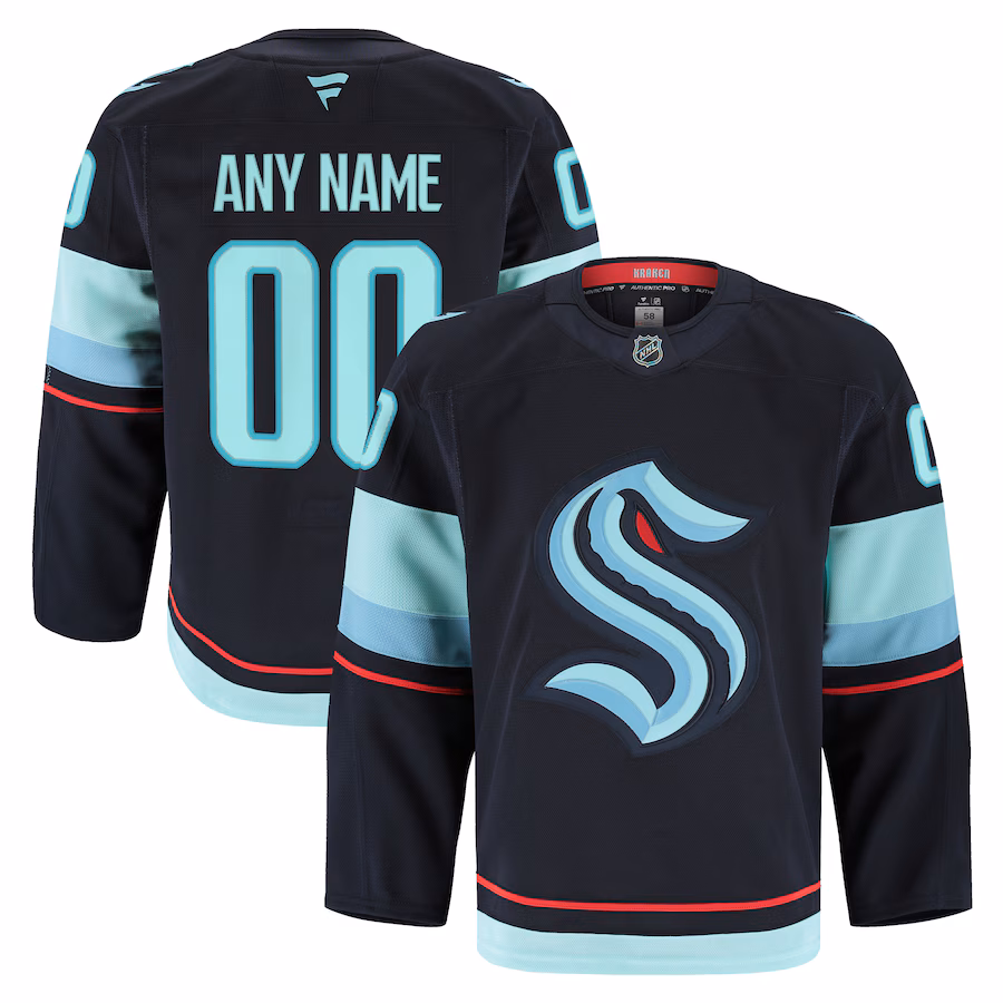 Men's Seattle Kraken Fanatics Navy Home Authentic Pro Custom Jersey - Jersey