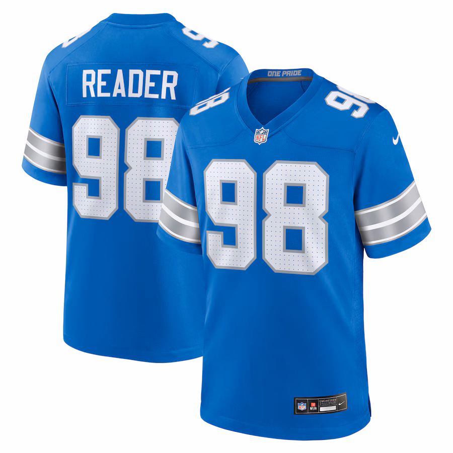 Men's Detroit Lions D.J. Reader Nike  Blue Team Game Jersey - Jersey