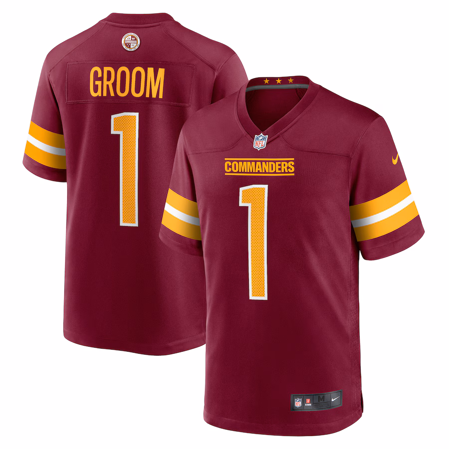 Men's Washington Commanders Number 1 Groom Nike Burgundy Game Jersey - Jersey