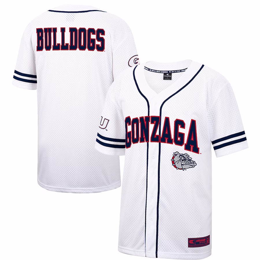 Gonzaga Bulldogs Colosseum Free Spirited Mesh Button-Up Baseball Jersey - White - Jersey