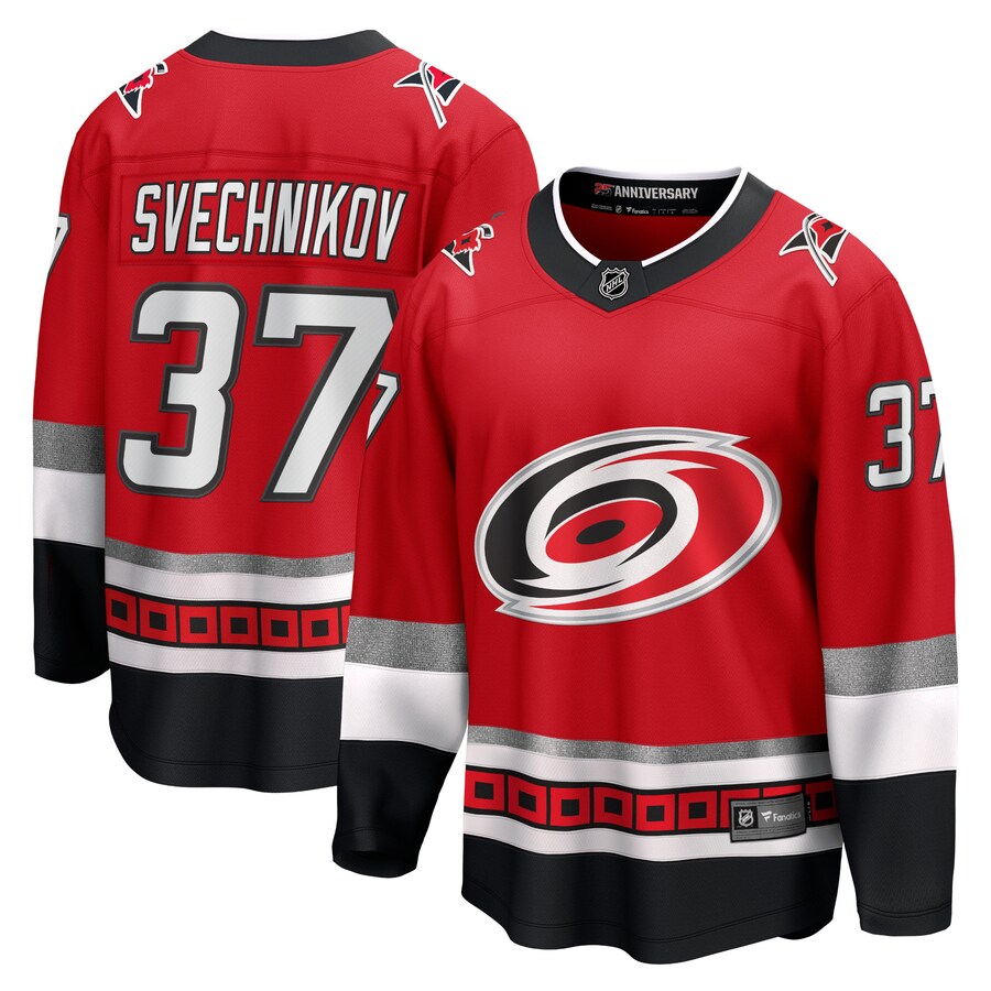 Men's Carolina Hurricanes Andrei Svechnikov Fanatics Branded Red 25th Anniversary Premier Breakaway Player Jersey - Jersey