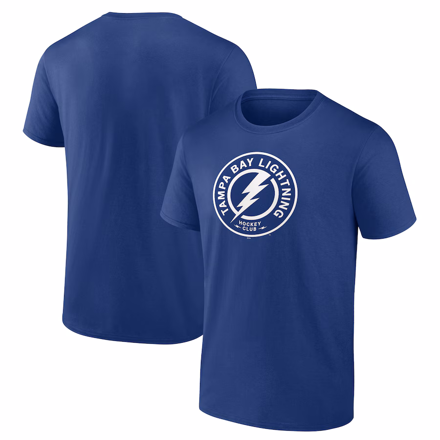 Men's Tampa Bay Lightning Blue Shoulder Patch Logo T-Shirt - Jersey